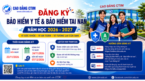 [THÔNG BÁO]  Về thu phí Bảo hiểm y tế sinh viên, Bảo hiểm tai nạn năm học 2026-2027 - Đợt 1